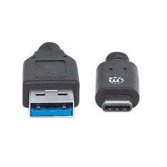 Manhattan USB 3.0 Type-A - USB 3.1 Type-C (USB-C) M/M 1m kábel fekete (353373) (353373)
