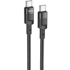 Hoco USB Type-C töltő- és adatkábel, USB Type-C, 120 cm, 5000 mA, 100W, törésgátlóval, gyorstöltés, PD, cipőfűző minta, U106 Moulder, fekete (RS121217)