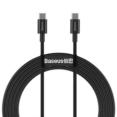 BASEUS USB Type-C töltő- és adatkábel, USB Type-C, 200 cm, 5000 mA, 100W, törésgátlóval, gyorstöltés, PD, Superior, CATYS-C01, fekete (RS112164)