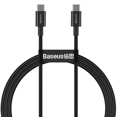 BASEUS USB Type-C töltő- és adatkábel, USB Type-C, 100 cm, 5000 mA, 100W, törésgátlóval, gyorstöltés, PD, Superior, CATYS-B01, fekete