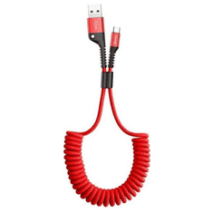 BASEUS USB töltő- és adatkábel, USB Type-C, 100 cm, 2000 mA, spirálkábel, Fish Eye Spring, CATSR-09, piros (RS121876)