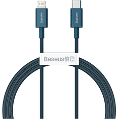 BASEUS USB Type-C töltő- és adatkábel, Lightning, 100 cm, 20W, törésgátlóval, gyorstöltés, PD, Superior, CATLYS-A03, kék (G122027)
