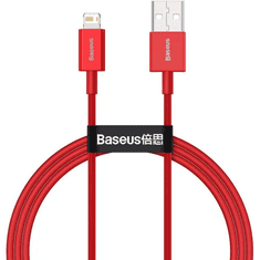 BASEUS USB töltő- és adatkábel, Lightning, 100 cm, 2400 mA, törésgátlóval, gyorstöltés, PD, Superior, CALYS-A09, piros (RS122035)