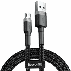 BASEUS USB töltő- és adatkábel, microUSB, 200 cm, 1500 mA, törésgátlóval, cipőfűző minta, Cafule, CAMKLF-CG1, fekete/szürke (RS121925)