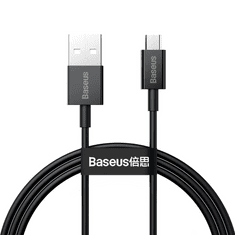 BASEUS USB töltő- és adatkábel, microUSB, 100 cm, 2000 mA, törésgátlóval, gyorstöltés, Superior, CAMYS-01, fekete (RS122043)
