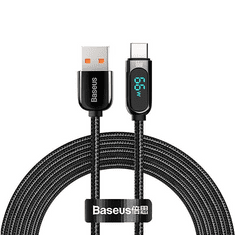 BASEUS USB-A --> USB-C kábel kijelzővel 2m fekete (CASX020101) (CASX020101)