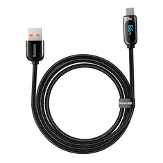 BASEUS USB-USB-C kábel kijelzővel, 66W, 1m, fekete (CASX020001) (CASX020001)