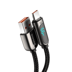 BASEUS USB-USB-C kábel kijelzővel, 66W, 1m, fekete (CASX020001) (CASX020001)