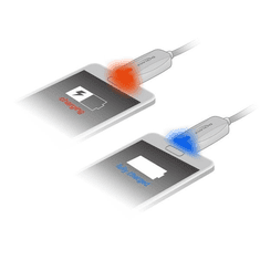 DELOCK USB-A 2.0 -> USB Micro-B, apa/apa, adat és töltőkábel LED visszajelzéssel, Fehér, 1m (83604) (DE83604)