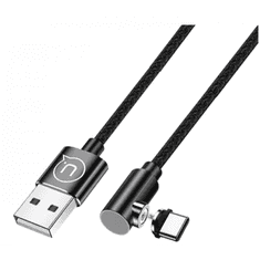 USAMS SJ445USB01 jobb oldalas mágneses USB-C - USB töltőkábel 1m fekete (1337680) (SJ445USB01)