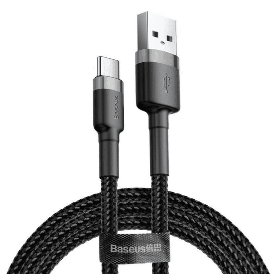 BASEUS Cafule USB-USB-C töltőkábel 2A, 3m, szürke-fekete (CATKLF-UG1) (CATKLF-UG1)