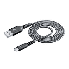 CellularLine adatkábel és töltő (USB - Type-C, kevlár borítás, törésgátló, gyorstöltés támogatás, 120cm) FEKETE (TETRACABTYC1MK) (TETRACABTYC1MK)