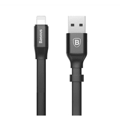 BASEUS NIMBLE adatkábel és töltő (USB - lightning 8pin, 2A, 23cm, lapos kábel) FEKETE (CALMBJ-B01) (CALMBJ-B01)