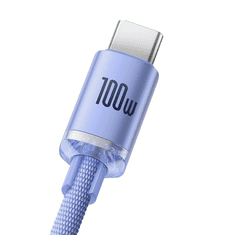 BASEUS Crystal Shine USB-USB-C kábel, 100W, 2m, ibolya (CAJY000505) (CAJY000505)