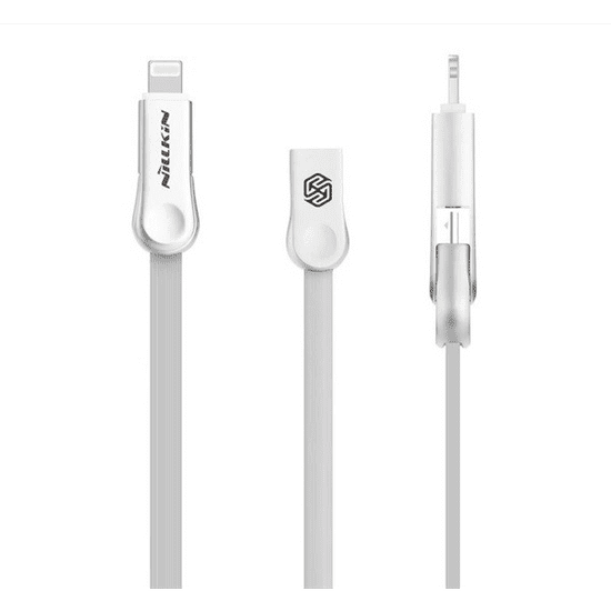 Nillkin PLUS III adatkábel és töltő (USB - microUSB, lightning 8pin, 100cm, lapos kábel) FEHÉR (5996457241989)