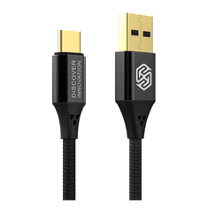 Nillkin adatkábel és töltő (USB - Type-C, gyorstöltés támogatás, 100cm) FEKETE (5996457914425)