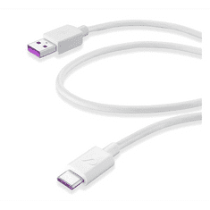CellularLine adatkábel és töltő (USB - Type-C, SuperCharge gyorstöltés támogatás, 120cm) FEHÉR (USBDATACSCUSBCW) (USBDATACSCUSBCW)