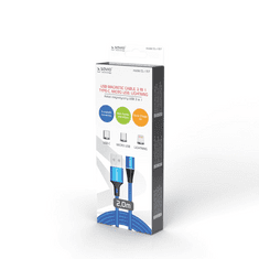 SAVIO 3az1-ben USB-C / Micro USB / Lightning mágneses kábel 2m kék (CL-157) (CL-157)