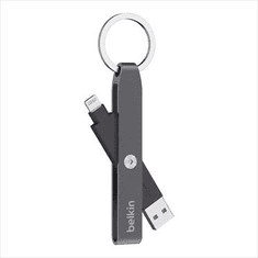 Belkin MIXIT Lightning-USB adat/töltőkábel-kulcstartó szürke (F8J172btGRY) (F8J172btGRY)