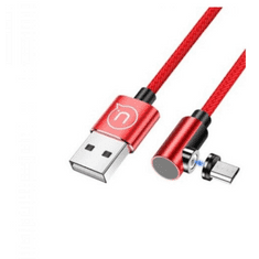 USAMS SJ446USB02 jobb oldalas mágneses USB Micro - USB töltőkábel 1m piros (SJ446USB02)