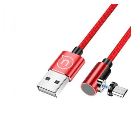 USAMS SJ446USB02 jobb oldalas mágneses USB Micro - USB töltőkábel 1m piros (SJ446USB02)