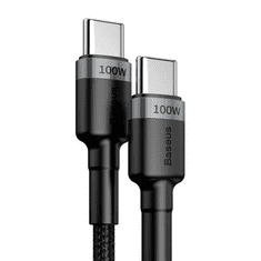 BASEUS Cafule USB-C - USB-C kábel QC 3.0 2m szürke-fekete (CATKLF-ALG1) (CATKLF-ALG1)