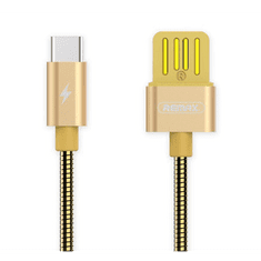 REMAX Serpent adatkábel és töltő (USB - Type-C, gyorstöltés támogatás, 100cm, fémhatás) ARANY (RC-080A_G) (RC-080A_G)