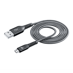 CellularLine adatkábel és töltő (USB - microUSB, kevlár borítás, törésgátló, 120cm) FEKETE (TETRACABMUSB1MK) (TETRACABMUSB1MK)