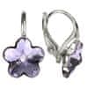 Lányos ezüst fülbevaló Flower Crystal Violet