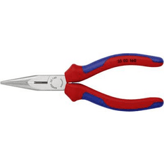 Knipex Fél-kerek csőrű fogó vágóéllel (Rádiófogó) 160 mm, hegyes, lapos pofa, 25 02 160 (25 02 160)