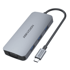 Hikvision 3 portos USB Hub + 1x USB-C + 2x HDMI + 1x VGA + kártyaolvasó (HS-HUB-DS801(STD)/H/3U3/P/T/S/V)