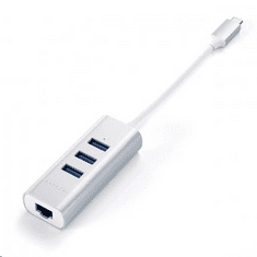 Satechi Aluminium TYPE-C Hub (3x USB 3.0,Ethernet) ezüst (ST-TC2N1USB31AS) (ST-TC2N1USB31AS)
