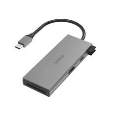 Hama 6 port USB-C 2xUSB-A +USB-C +HDMI +SD +microSD Multiport hub/kártyaolvasó ezüst (00200110) (h00200110)