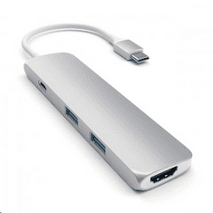 Satechi Aluminum SLIM TYPE-C MultiPort Adapter (HDMI 4K,PassThroughCharging,2x USB 3.0) ezüst (ST-CMAS) (ST-CMAS)