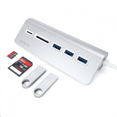 Satechi Aluminium TYPE-C USB Hub (3x USB 3.0,MicroSD) ezüst (ST-TCHCRS) (ST-TCHCRS)
