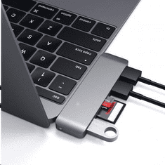 Satechi Aluminium TYPE-C USB COMBO Hub (3x USB 3.0,MicroSD) asztroszürke (ST-TCUHM) (ST-TCUHM)