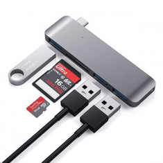 Satechi Aluminium TYPE-C USB COMBO Hub (3x USB 3.0,MicroSD) asztroszürke (ST-TCUHM) (ST-TCUHM)