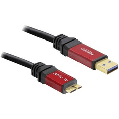 DELOCK USB kábel 1 x USB 3.0 dugó A- 1 x USB 3.0 mikró dugó B, 2 m, piros, fekete, aranyozott (1672263)