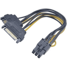 Akasa SATA / PCI-Express tápkábel [2x SATA 15pól. Csatlakozó - PCI-E dugó, 6 pólusú] 0,15 m 425830