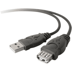 Belkin USB 2.0 hosszabbítókábel, A/A, 3 m, fekete, Bulk, (F3U134R3M)