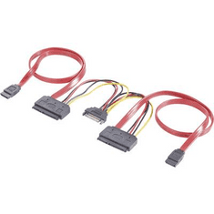Renkforce SATA Y kombi kábel, 0,5+0,2 m, piros, (RF-2926611)