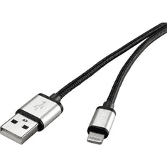 Renkforce USB 2.0 Csatlakozókábel [1x USB 2.0 dugó, A típus - 1x Apple Dock dugó Lightning] 1.50 m Sötétszürke Gesleeved (RF-3969330)