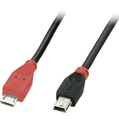 Lindy USB 2.0 Csatlakozókábel [1x USB 2.0 dugó, mikro B típus - 1x USB 2.0 dugó, mini B típus] 0.50 m Fekete OTG funkcióval (31717)