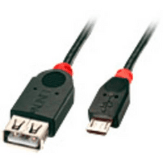 Lindy USB 2.0 Csatlakozókábel [1x USB 2.0 dugó, mikro B típus - 1x USB 2.0 alj, A típus] 1.00 m Fekete OTG funkcióval (31936)
