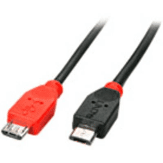 Lindy USB 2.0 Csatlakozókábel [1x USB 2.0 dugó, mikro B típus - 1x USB 2.0 dugó, mikro B típus] 2.00 m Fekete OTG funkcióval (31760)