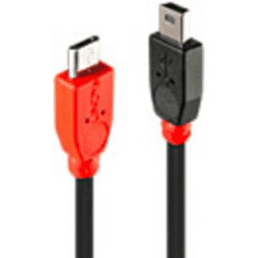 Lindy USB 2.0 Csatlakozókábel [1x USB 2.0 dugó, mikro B típus - 1x USB 2.0 dugó, mini B típus] 2.00 m Fekete OTG funkcióval (31719)