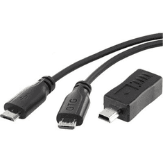 Renkforce OTG kábel készlet, mikro USB kábel, 0,15 m + mini B adapter Conrad SuperSoft OTG (RF-3585876)
