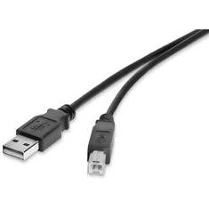 Renkforce USB 2.0 csatlakozókábel, 1x USB 2.0 dugó A - 1x USB 2.0 dugó B, 0,3 m, fekete, aranyozott, (RF-4463064)