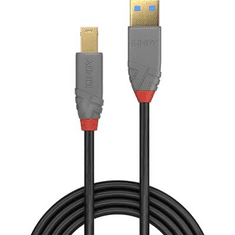 Lindy USB 3.0 Csatlakozókábel [1x USB 3.0 dugó, A típus - 1x USB 3.0 dugó, B típus] 1.00 m Fekete (36741)