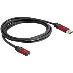 DELOCK USB kábel 1 x USB 3.0 dugó A- 1 x USB 3.0 aljzat A, 3 m, piros, fekete, aranyozott (105905)